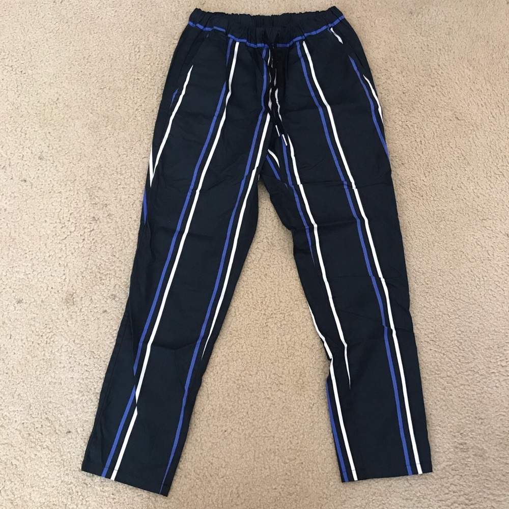 CUTE VINTAGE BLUE AND WHITE STRIPED ASOS PANTS